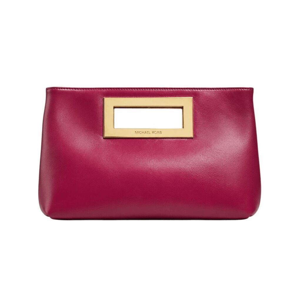 MICHAEL KORS Berkley Claret Red Leather Clutch